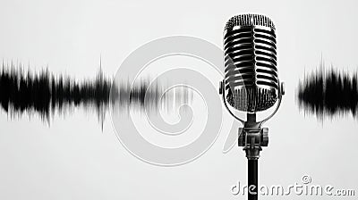 Dynamic microphone captures vibrant sound waves, a visual representation of audio recording and sound amplification Stock Photo