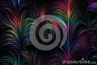 A dynamic mixture of RGB colors spiraling and blending around each other over a dark background. Abstract art showcasing a vibrant Stock Photo