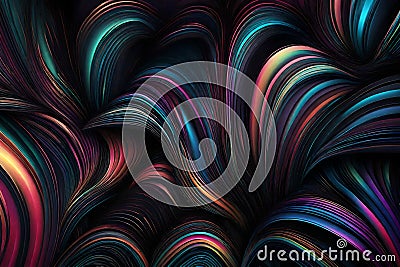 A dynamic mixture of RGB colors spiraling and intertwining over a dark background. Abstract art featuring vibrant hues and Stock Photo