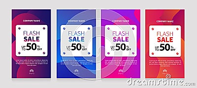 Dynamic modern fluid mobile for flash sale banners. Sale banner template design, Flash sale special offer set Vector Illustration