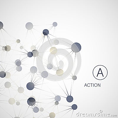 Dynamic molecule structure. Science and connection concept. Neurons abstract ball Vector Illustration