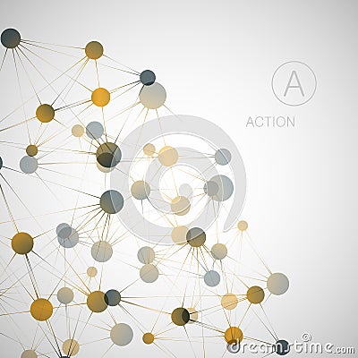 Dynamic molecule structure. Science and connection concept. Neurons abstract ball Vector Illustration