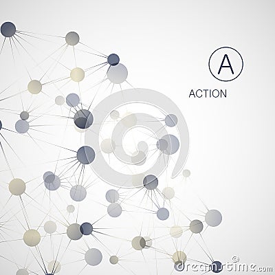Dynamic molecule structure. Science and connection concept. Neurons abstract ball Vector Illustration