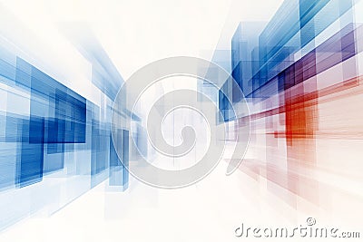 Dynamic motion blur effect of blue white streaks converging towards vanishing point creating futuristic speed acceleration Cartoon Illustration