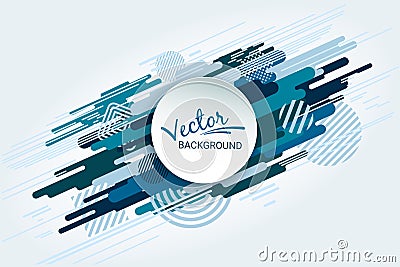 Dynamic motion of geometric shapes. Blue flat shape on white background. Colorful futuristic abstract image. Vector Illustration