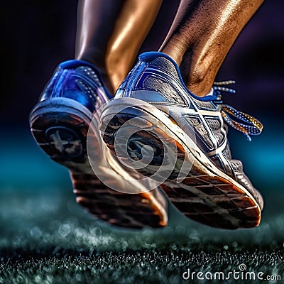 Dynamic motion of a runner's feet Stock Photo