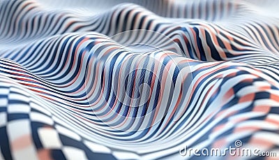 Dynamic movement of checkered lines creating a chaotic wave pattern in motion Stock Photo