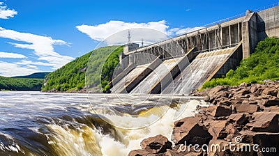 The dynamic movement of water turbines in action, capturing the essence of harnessing nature's power to fuel Stock Photo