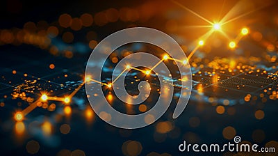 Dynamic Network Grid Illuminated Stock Photo