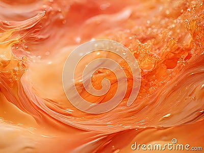 Dynamic peach fuzz color fluid splashing and spraying, abstract background Cartoon Illustration