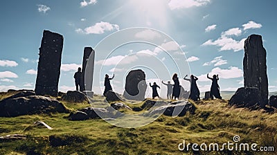 Dynamic Poses And Magical Creatures: Exploring Scotland's Stone Circles Stock Photo