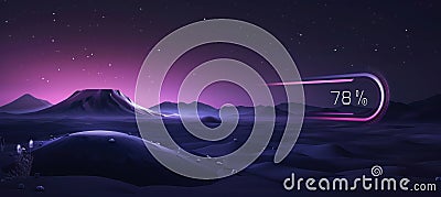 Dynamic Progress Bar Animation in Responsive Dark Mode UI Web Page Mockup Stock Photo