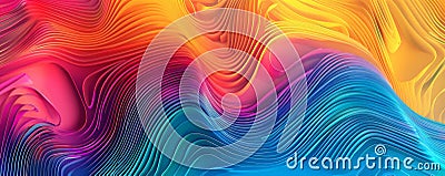 A dynamic rainbow gradient wave background with bold, undulating lines and a seamless transition Stock Photo