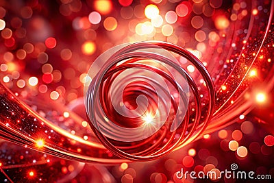 Dynamic Red Spiral Background with Bokeh Effects Abstract Image for Design Inspiration Stock Photo