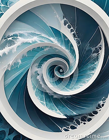 Dynamic and serene abstract oceanic vortex artistry, Generative AI Stock Photo