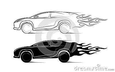 Dynamic silhouette of the car, icon automotive topics Vector Illustration