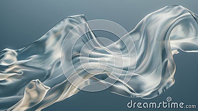 Dynamic Silver Silk Fabric Mid-motion, Luxurious Textile Fluidity Concept generative ai Stock Photo