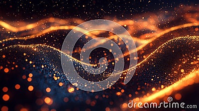 Dynamic sound visualization bright particle wave reacting to music in a mesmerizing display Stock Photo