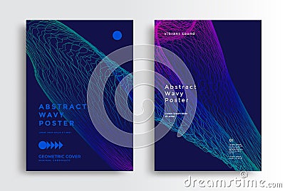 Dynamic sound wave flowing dark. Wavy lines vector Vector Illustration