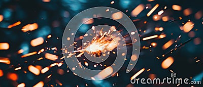 Dynamic spark bursts on a black background create an expressive and colorful display Stock Photo