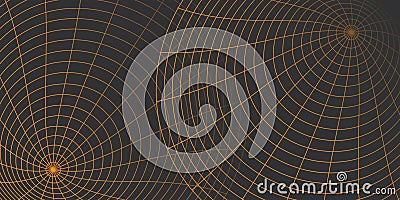 Dynamic Spiral Network Grid - Convergence of Lines, a Complex, Spiraling Circular Concentric Network of Intersecting Brown Lines Vector Illustration