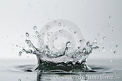 Dynamic splash of water on white background. Neural network AI generated Stock Photo