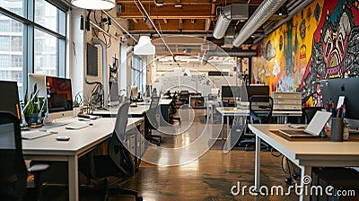 Dynamic Startup Workspace with Minimalist Clusters Stock Photo