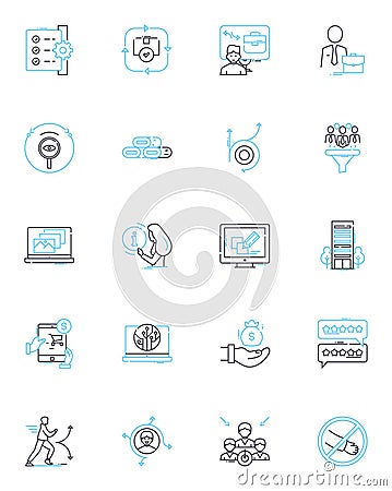 Dynamic strategy linear icons set. Agility, Adaptability, Flexibility, Innovation, Progression, Growth, Movement line Vector Illustration