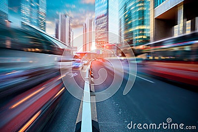 Dynamic street in modern city Stock Photo