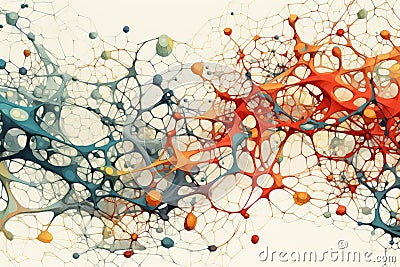 Dynamic Structure neural molecule network. Generate Ai Stock Photo