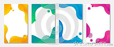 Dynamic style banner design set with fluid colorful gradient shapes. Vector Illustration