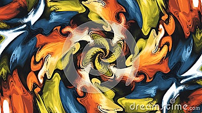 Dynamic Swirl Abstract Pattern or Psychedelic twist retro colors background Stock Photo