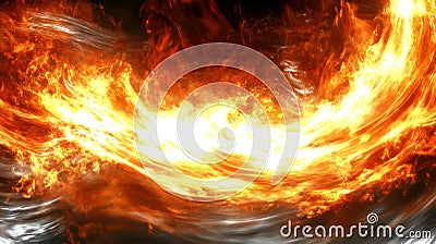 A dynamic swirl of fire and light, creating an intense and captivating visual effect Stock Photo