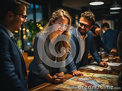 Dynamic team brainstorming their innovative entrepreneurial project Stock Photo