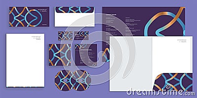 Dynamic Triangle Circle Pattern Holographic Gradient Color Corporate Business Identity Stationery Stock Photo