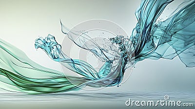 Dynamic turquoise line creating abstract movement digital canvas color splash minimalist style artistic perspective Stock Photo