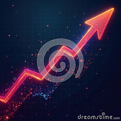 Dynamic vector arrows forming data analysis chart, analytics, concept Stock Photo