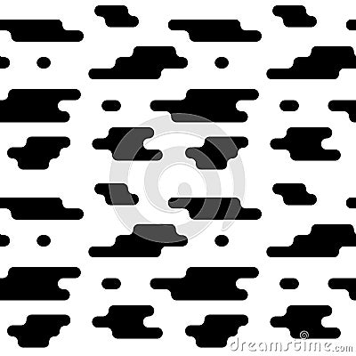 Dynamic vector background with rounded lines. Abstract seamless pattern with spots. Black and white lines and drops. Transition. Vector Illustration