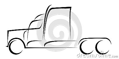 Dynamic vector illustration of an American truck without a trailer as a logo for delivery company Vector Illustration