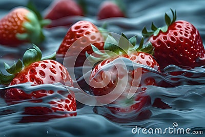 a dynamic vigor of a stormy sea with the gentle elegance of a glass brimming with ripe strawberries. Stock Photo