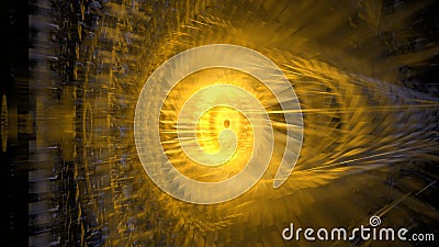 dynamic visual composition showcases swirling golden patterns radiating from a central point. Intricate lines create a sense of Stock Photo