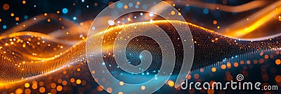 Dynamic visualization of sound and music with a vibrant display of particle waves Stock Photo