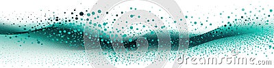 Dynamic Wave Elements Of Turquoise Dots On A White Background. Generative AI Stock Photo
