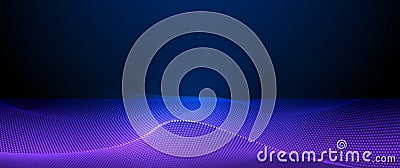 Vector abstract dynamic, wave - flow mesh particles. Illustration futuristic, network technology backgroun Stock Photo