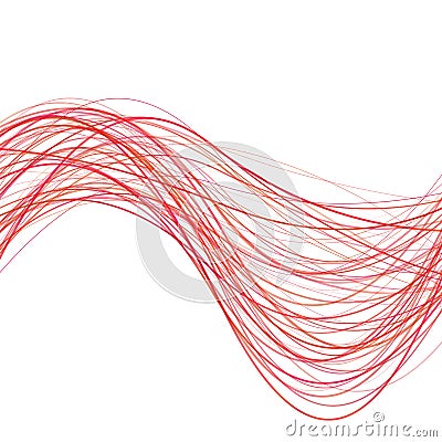 Dynamic wave line background - illustration from red curved stripes Cartoon Illustration