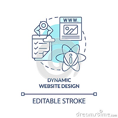 Dynamic website design turquoise concept icon Vector Illustration