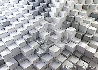 Dynamic White and Grey Abstract Geometric Cube Wave Pattern Background Loopable and Visually Stunning for Contemporary Stock Photo