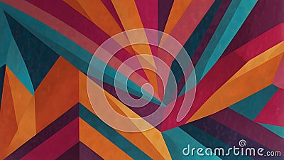 Dynamic, zigzag patterns in orange, teal, and fuchsia, with ample central copy space Stock Photo
