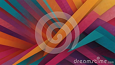 Dynamic, zigzag patterns in orange, teal, and fuchsia, with ample central copy space Stock Photo