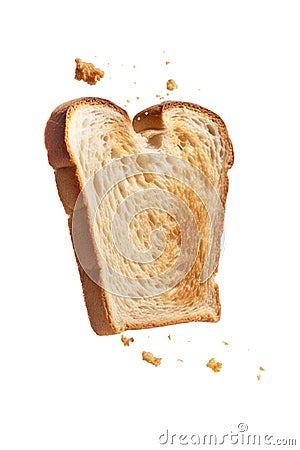 Dynamically flying toasted toast slice as a cut-out, Generative AI Stock Photo